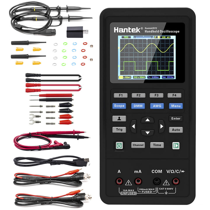 Hantek 2D72 Oszilloskop 3 in 1 Funktion 70MHz Bandbreite Zweikanal-Oszillograph mit Digital Multimet