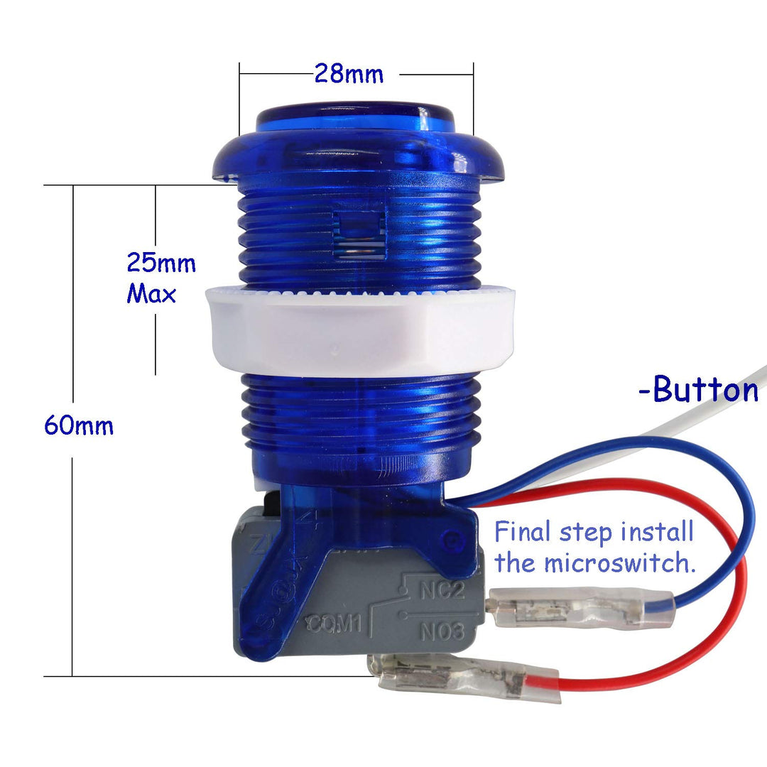 SJ@JX Arcade Game Stick DIY Kit Buttons with Logo LED 8 Way Joystick USB Encoder Cable Controller fo