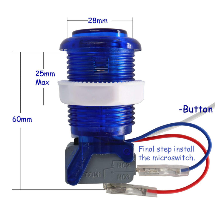 SJ@JX Arcade Game Stick DIY Kit Buttons with Logo LED 8 Way Joystick USB Encoder Cable Controller fo