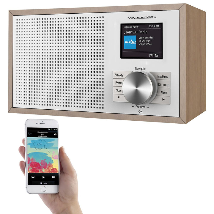 VR-Radio Digitalradio: Digitales DAB+-Radio, 2,4"/6,1-cm-Farbdisplay, Bluetooth, Holzgehäuse (Radiow