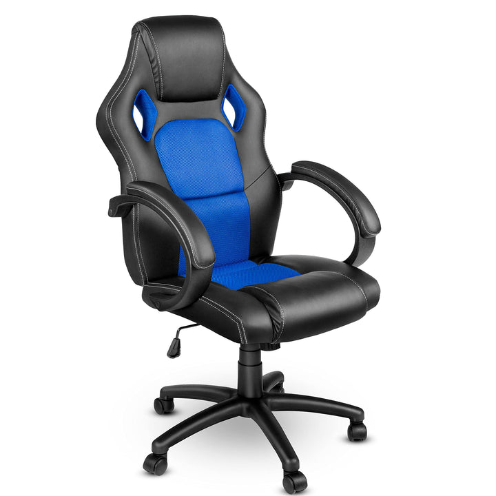 Racing Chefsessel Bürostuhl Drehstuhl 14 Farbvarianten, gepolsterte Armlehnen, Wippmechanik, Lift SG