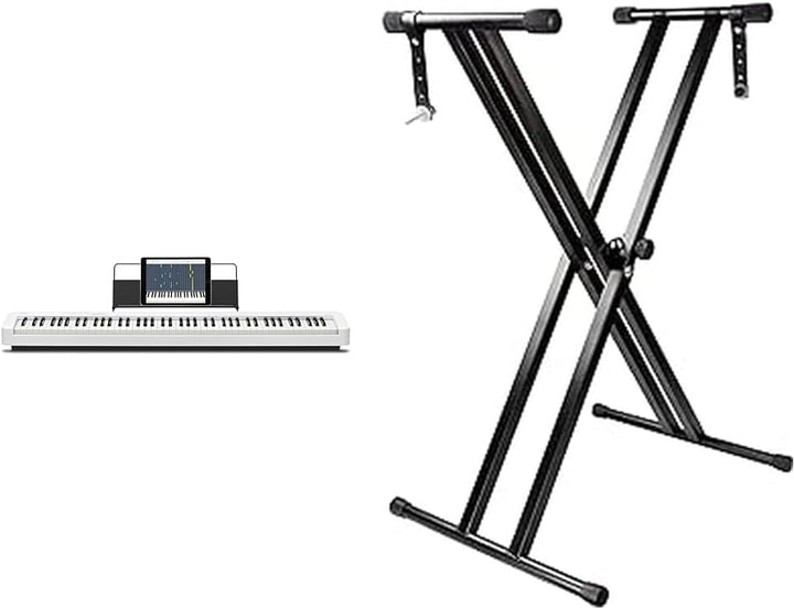 Casio CDP-S110WE Digitalpiano mit 88 gewichteten Pianotasten, weiss & Rockjam Double Bracked Einstel
