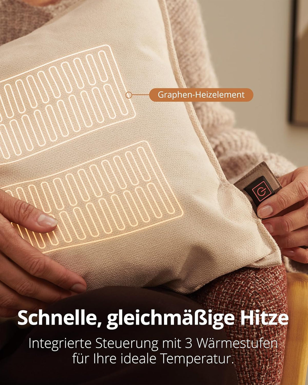 Duux Mellow Kabelloses Wärmekissen – 40x60 cm – Fleecehülle – 3 Heizstufen – Bis zu 9 Stunden Nutzun