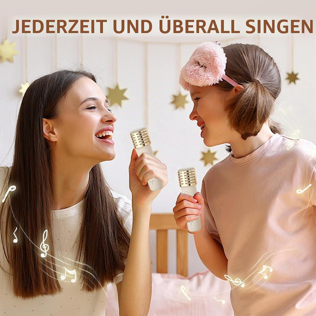 Karaoke Maschine 2 Mikrofone für Jungen Mädchen, tragbare Bluetooth-Lautsprecher mit dynamischen Lic