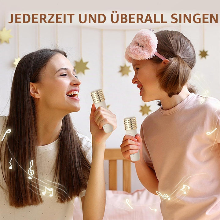 Karaoke Maschine 2 Mikrofone für Jungen Mädchen, tragbare Bluetooth-Lautsprecher mit dynamischen Lic