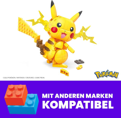 Mega Pokémon Figuren, Medium Pikachu Figur zum Zusammenbauen, Höhe: 10cm, beweglich, kompatibel mit