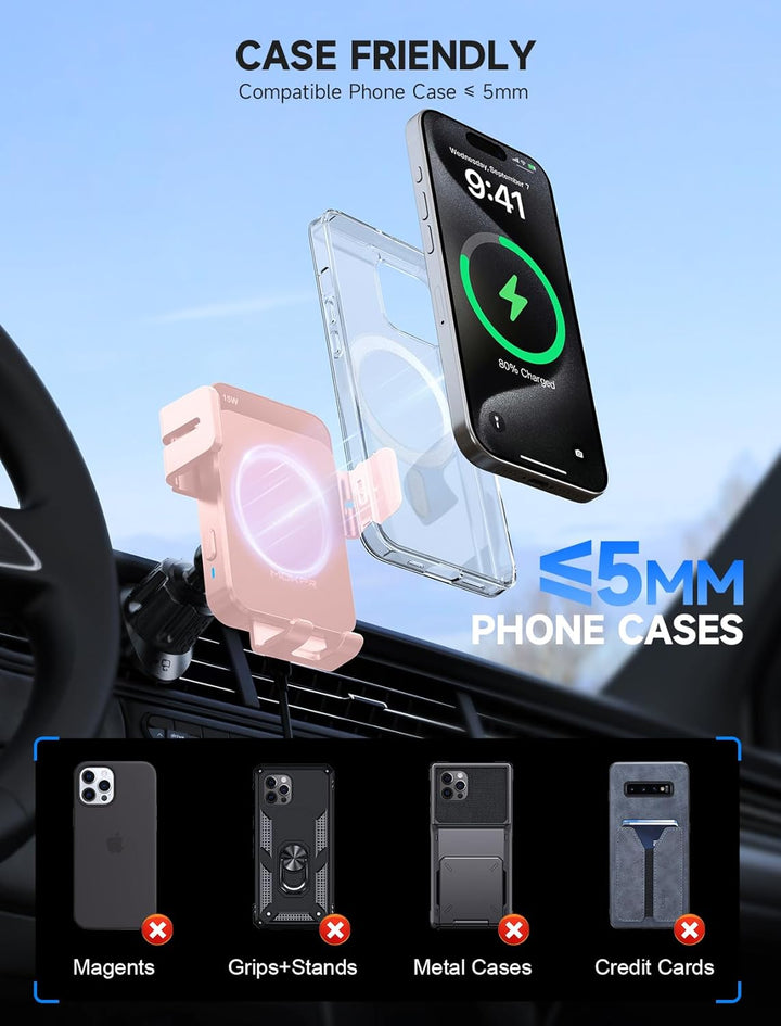 MOKPR Handyhalterung Auto mit Ladefunktion, 15W Handyhalterung Auto Induktives Laden für Entlüftungs