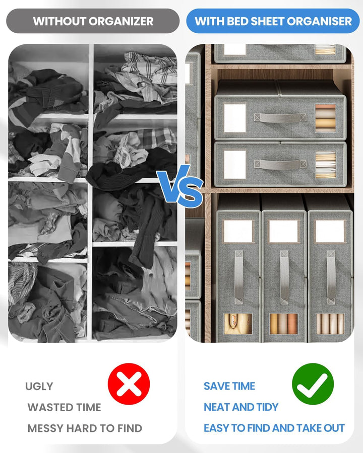 Aufbewahrung Bettwäsche Organizer, 6 PCS Faltbarer Aufbewahrungstasche für Bettlaken Kann in Kleider