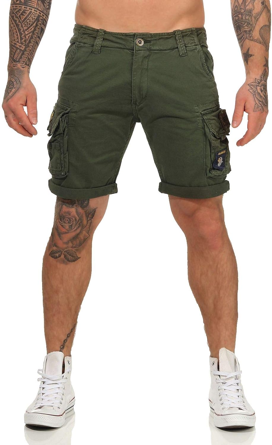 ALPHA INDUSTRIES Herren Cargos Crew Short Patch Short für Herren 28 Dark Olive, 28 Dark Olive