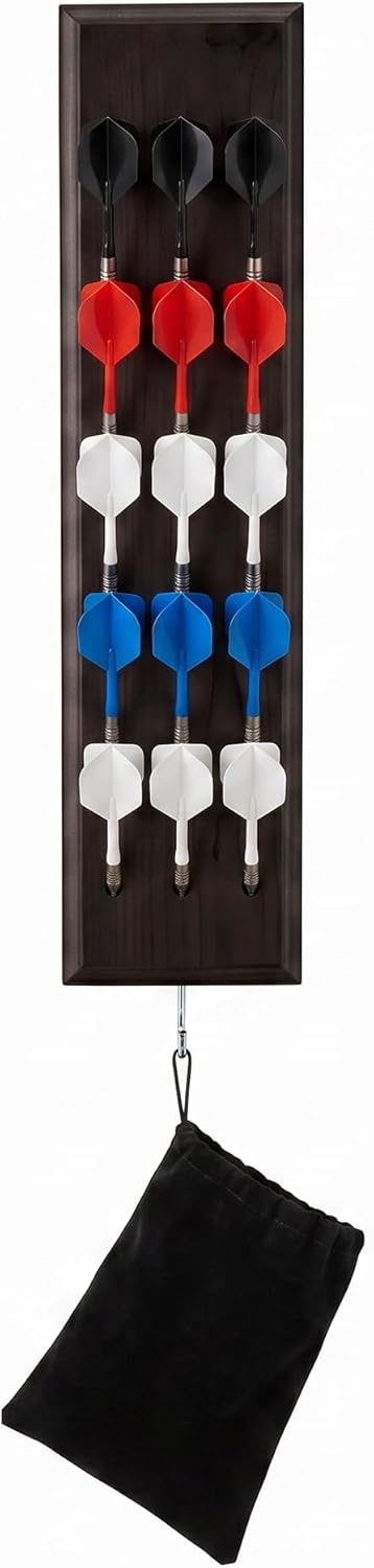 Viper Dart-Caddy aus Massivholz, zur Wandmontage, mit Zubehör-Aufbewahrungstasche, zeigt 4 Sets von