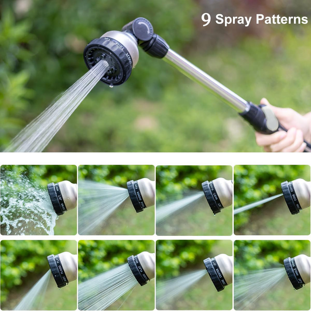 FANHAO Garten Giessstab Metall, 45cm Lang Gartenbrause mit Daumensteuerung, 180° schwenkbaren Kopf S