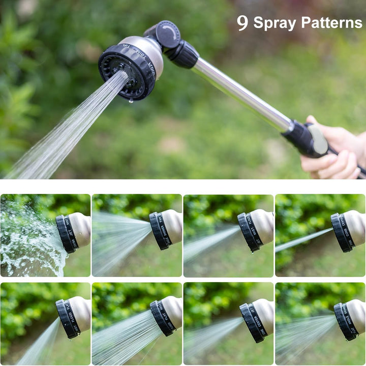 FANHAO Garten Giessstab Metall, 45cm Lang Gartenbrause mit Daumensteuerung, 180° schwenkbaren Kopf S