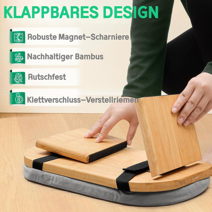 Hihealer Meditationsbank – Klappbare Ergonomische Bambus-Meditationsbank mit Bequemem Kissen, zum Kn