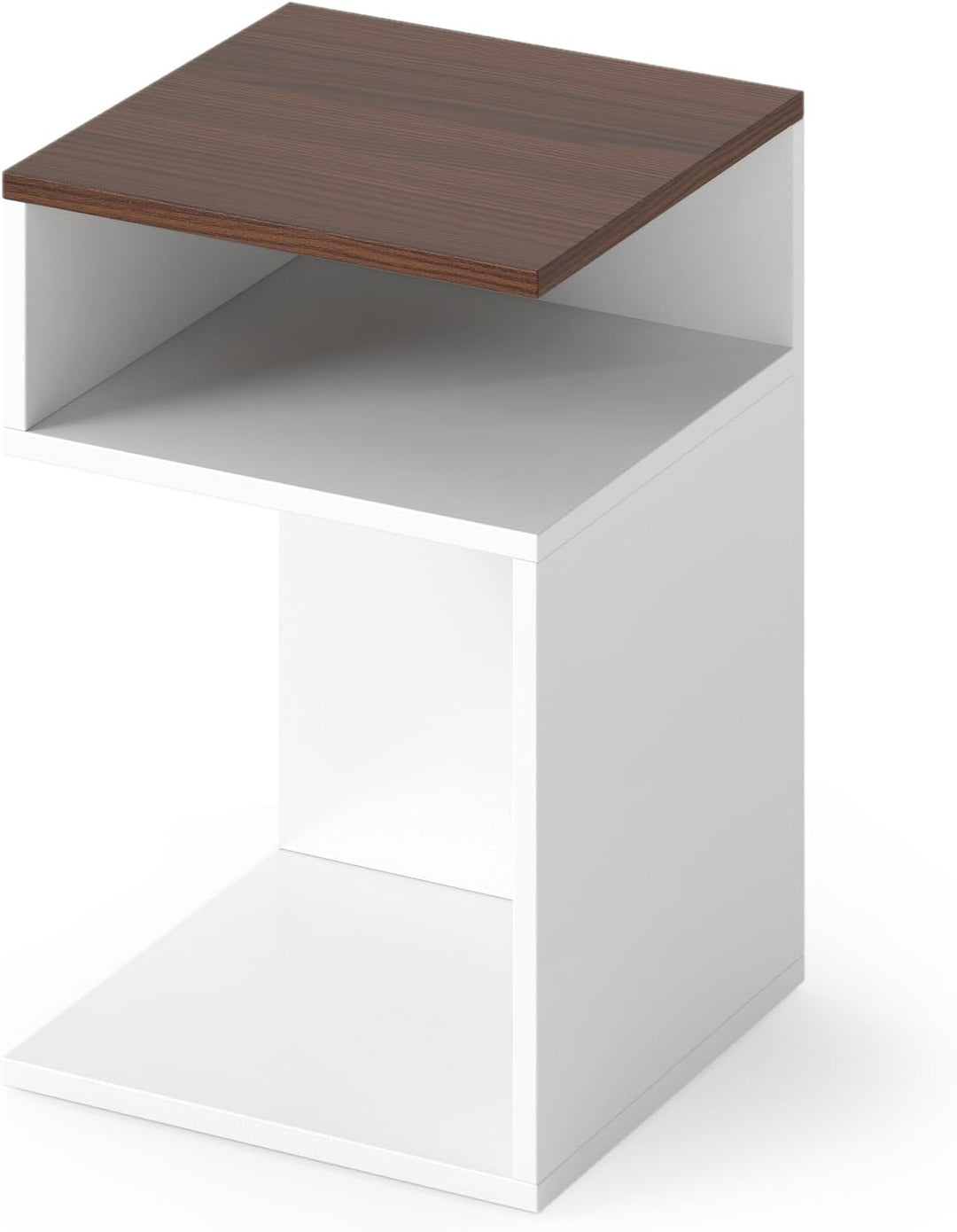 LIFEZEAL Beistelltisch S-Form, Multifunktionaler Sofatisch, Kleines Bücherregal mit 3 Etagen, Modern