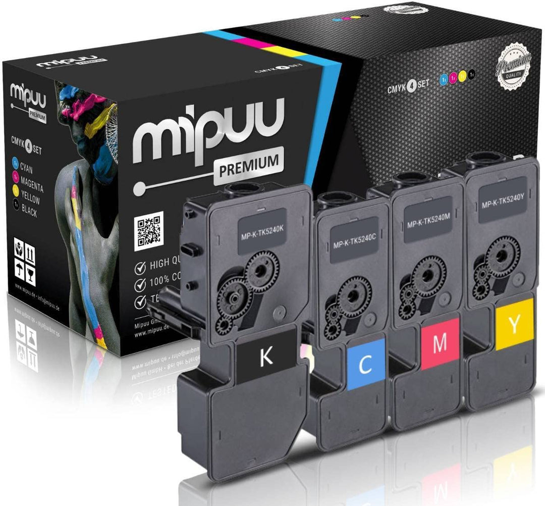 Mipuu 4 Toner kompatibel für TK-5240 Set Cyan Magenta Yellow Black passend für Kyocera Ecosys M5526