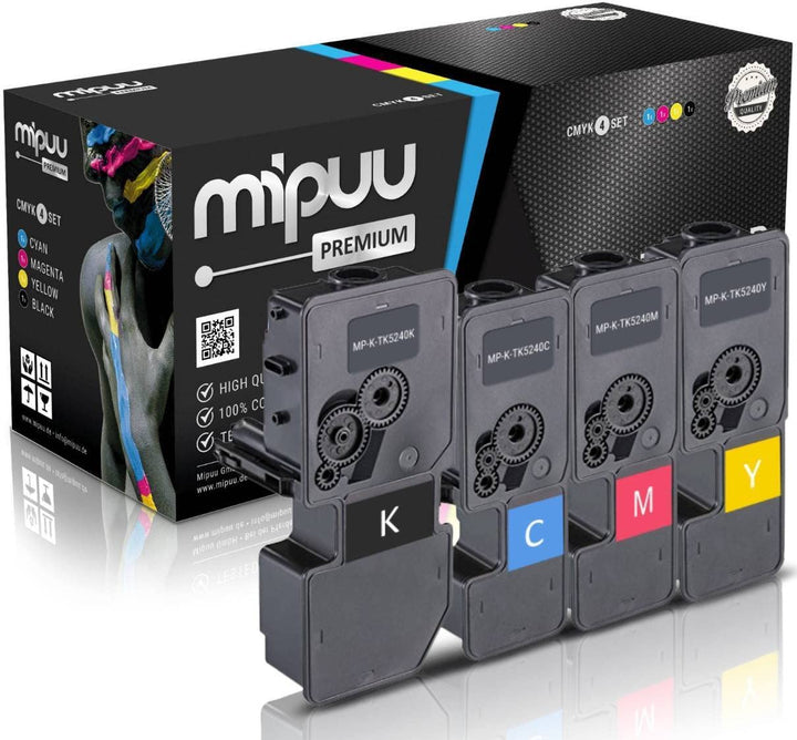 Mipuu 4 Toner kompatibel für TK-5240 Set Cyan Magenta Yellow Black passend für Kyocera Ecosys M5526