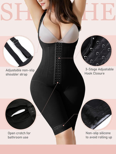 SHAPSHE Shaping Body Damen Miederbody Stark Formend Shapewear Bauchweg Figurformender Bauchgurt Nach
