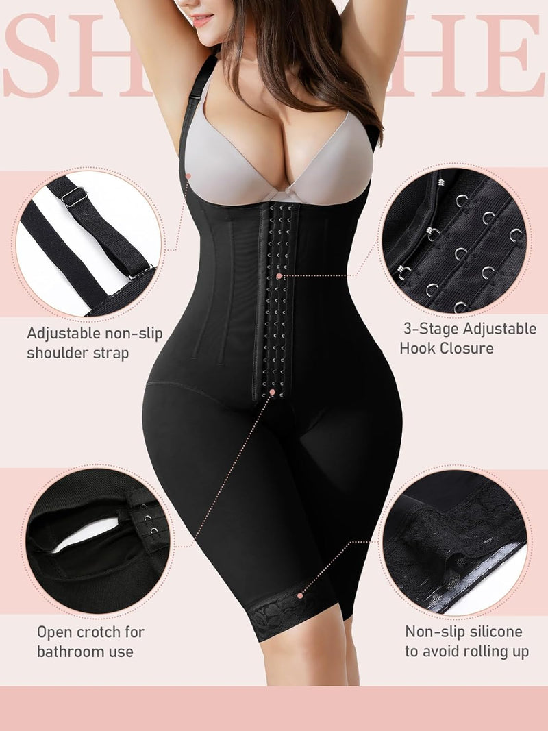 SHAPSHE Shaping Body Damen Miederbody Stark Formend Shapewear Bauchweg Figurformender Bauchgurt Nach