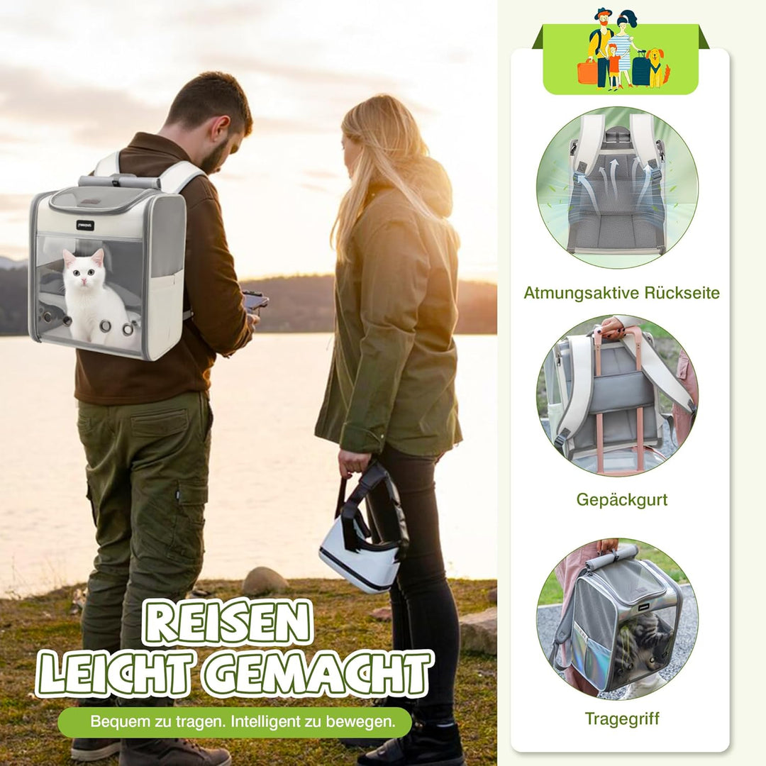 ALLSOPETS Katzenrucksack grosse Katzen, Faltbarer Hunde- und Katzen Rucksack, Atmungsaktive Tragetas