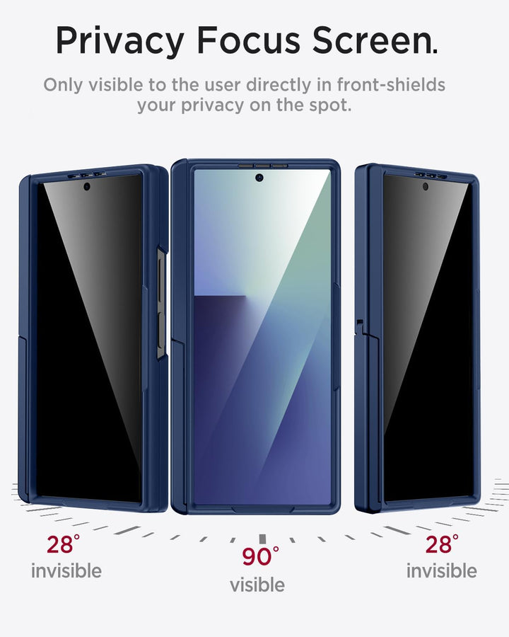 Miimall Kompatibel mit Samsung Galaxy Z Fold 7 Hülle mit Displayschutz Privacy, Hart PC rutschfest K