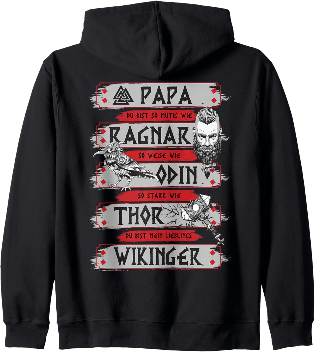 Wikinger Papa zum Vatertag - Viking Dad Spruch (Rückendruck) Kapuzenjacke