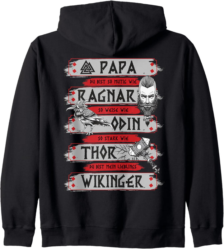 Wikinger Papa zum Vatertag - Viking Dad Spruch (Rückendruck) Kapuzenjacke