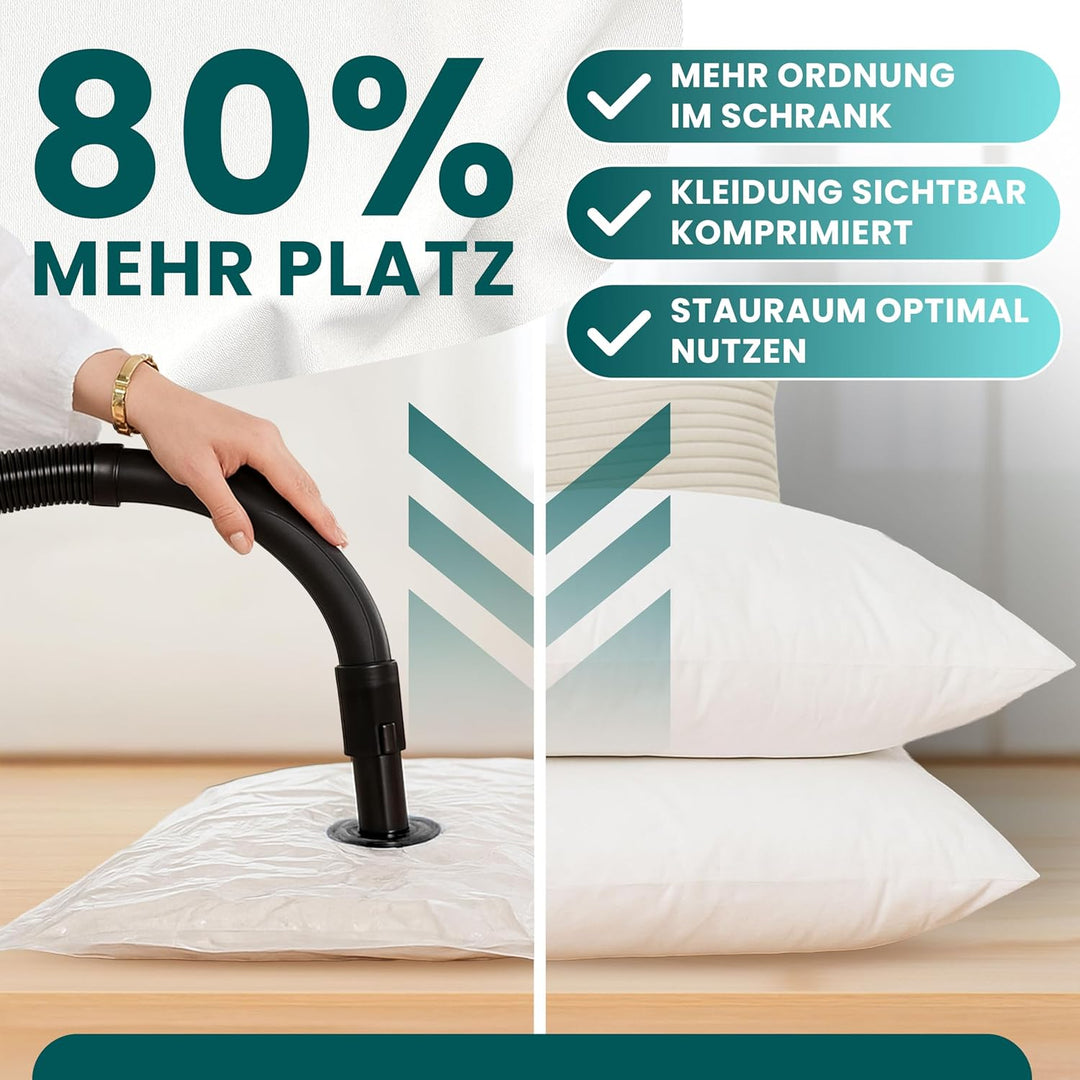 myHodo Vakuumierbeutel Set XXL (6 Stück 80x120 cm) Extra Grosse Vakuumbeutel für Bettdecken, Praktis