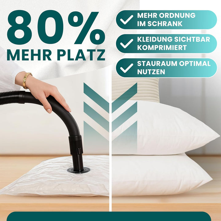 myHodo Vakuumierbeutel Set XXL (6 Stück 80x120 cm) Extra Grosse Vakuumbeutel für Bettdecken, Praktis