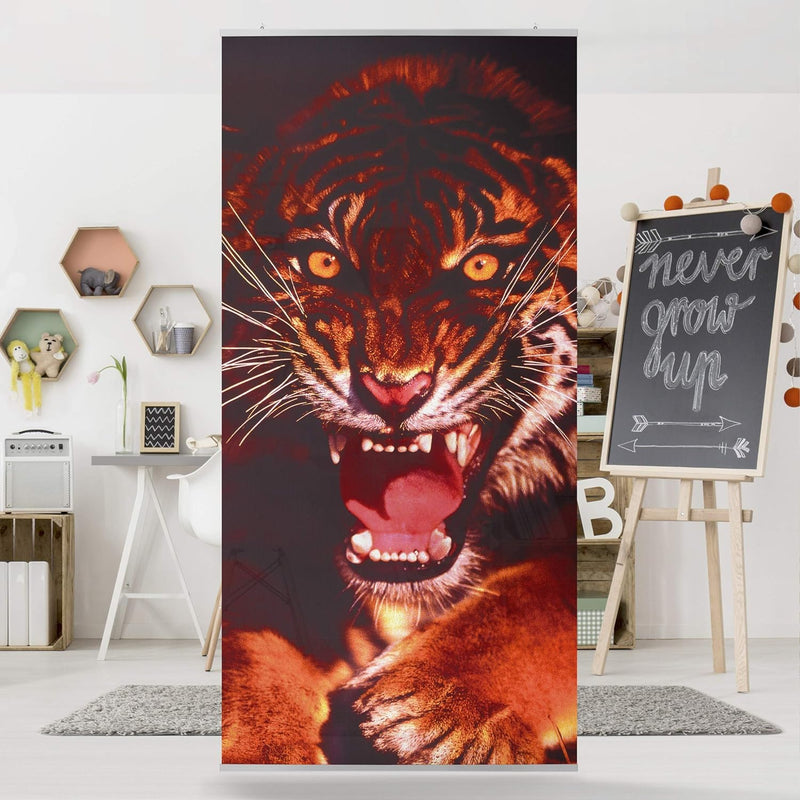 Bilderwelten Raumteiler Wilder Tiger 250x120cm inkl. transparenter Halterung 250x120cm incl. transpa