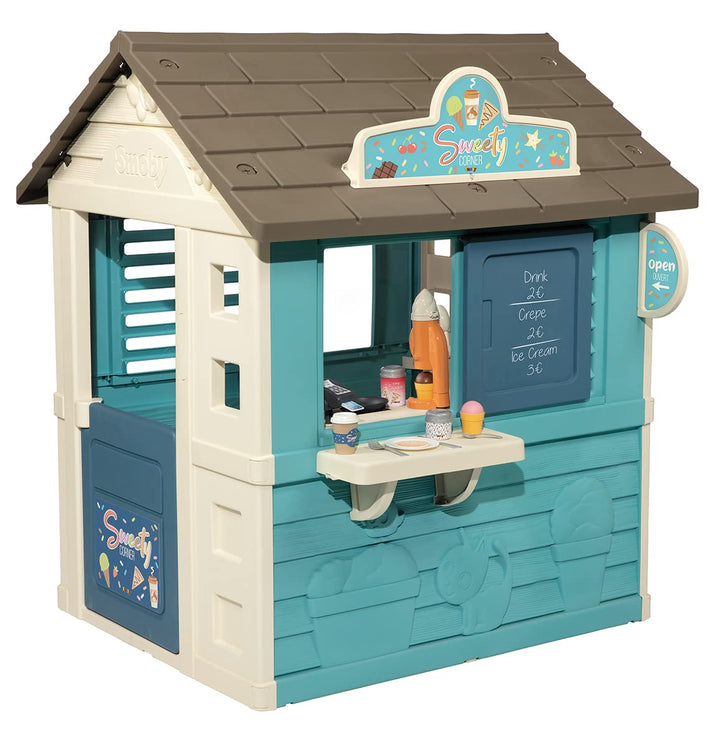 Smoby - Spielhaus Sweety Corner - Kinderspielhaus für drinnen und draussen, mit Verkaufstheke und vi