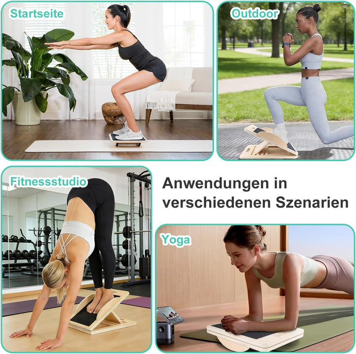 Wadendehner Balance Board Schrägbrett Verstellbares Slant Board aus Holz Portable Gleichgewichtstrai