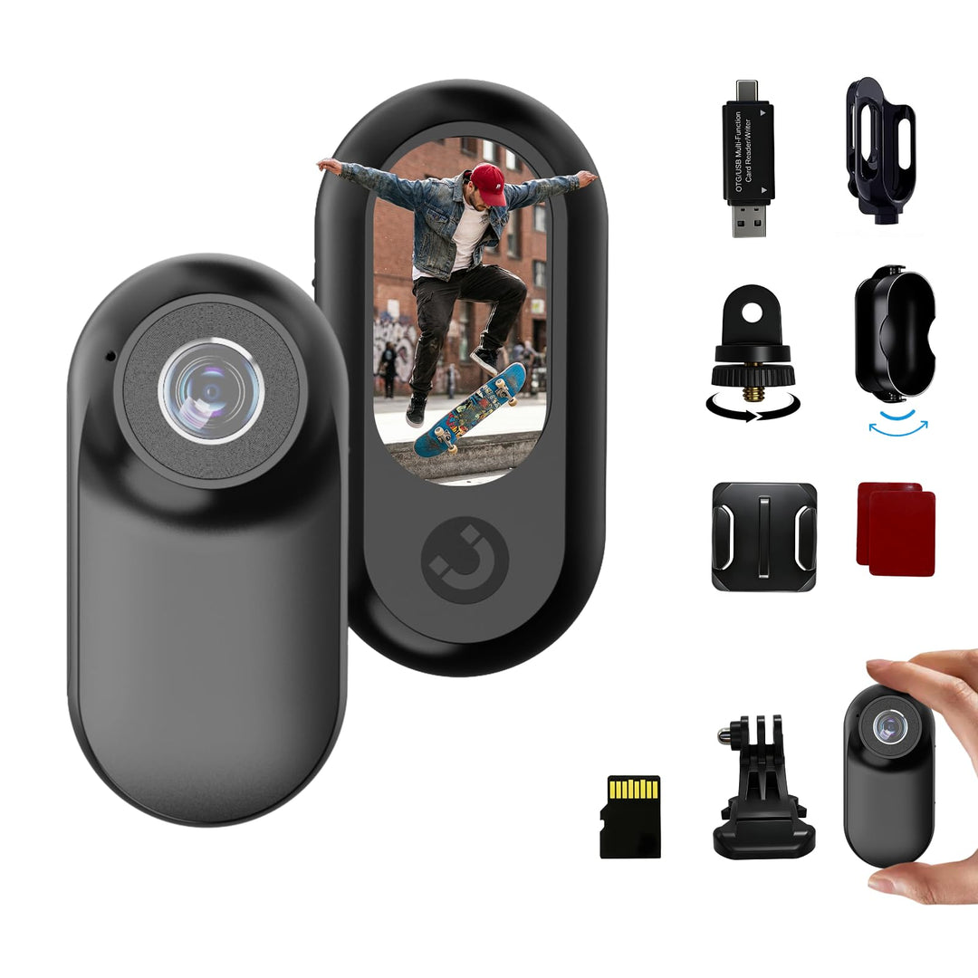 Mini Action Cam Bodycam mit Speicherkarte, 1080P Helmkamera für Fahrrad Motorrad, tragbare Körperkam