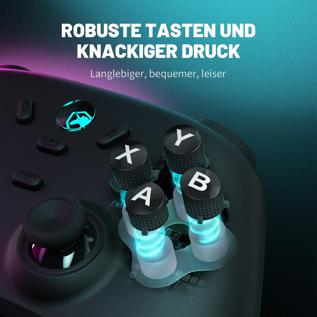 ECHTPower PC Wireless Controller, 1000Hz Gaming-Controller mit RGB/Hall-Joystick/Turbo/Vibration/800
