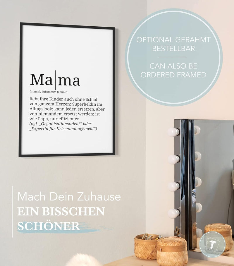 Papierschmiede® Definition: Mama, DIN A1 (59x84 cm), XXL Muttertag Poster Geschenk für Wohnzimmer, K