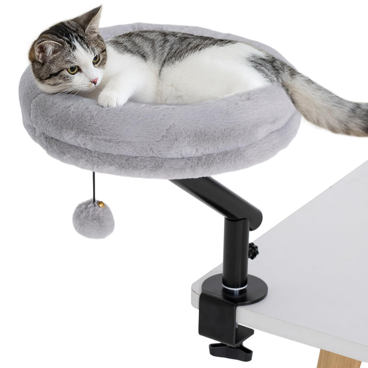 PawHut Katzen-Schreibtischbett, Katzenbett für Schreibtisch mit 360°Drehung, Verstellbarer Höhe, Kat