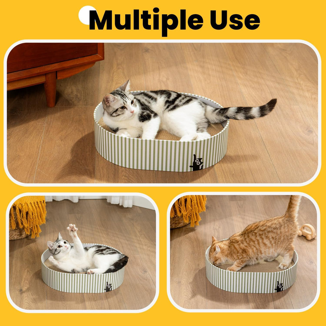 Conlun Kratzbrett Katze, Kratzbox mit 4 Katzen Kratzpappe,Wendbare Katzenkratzbretter aus Robustem W