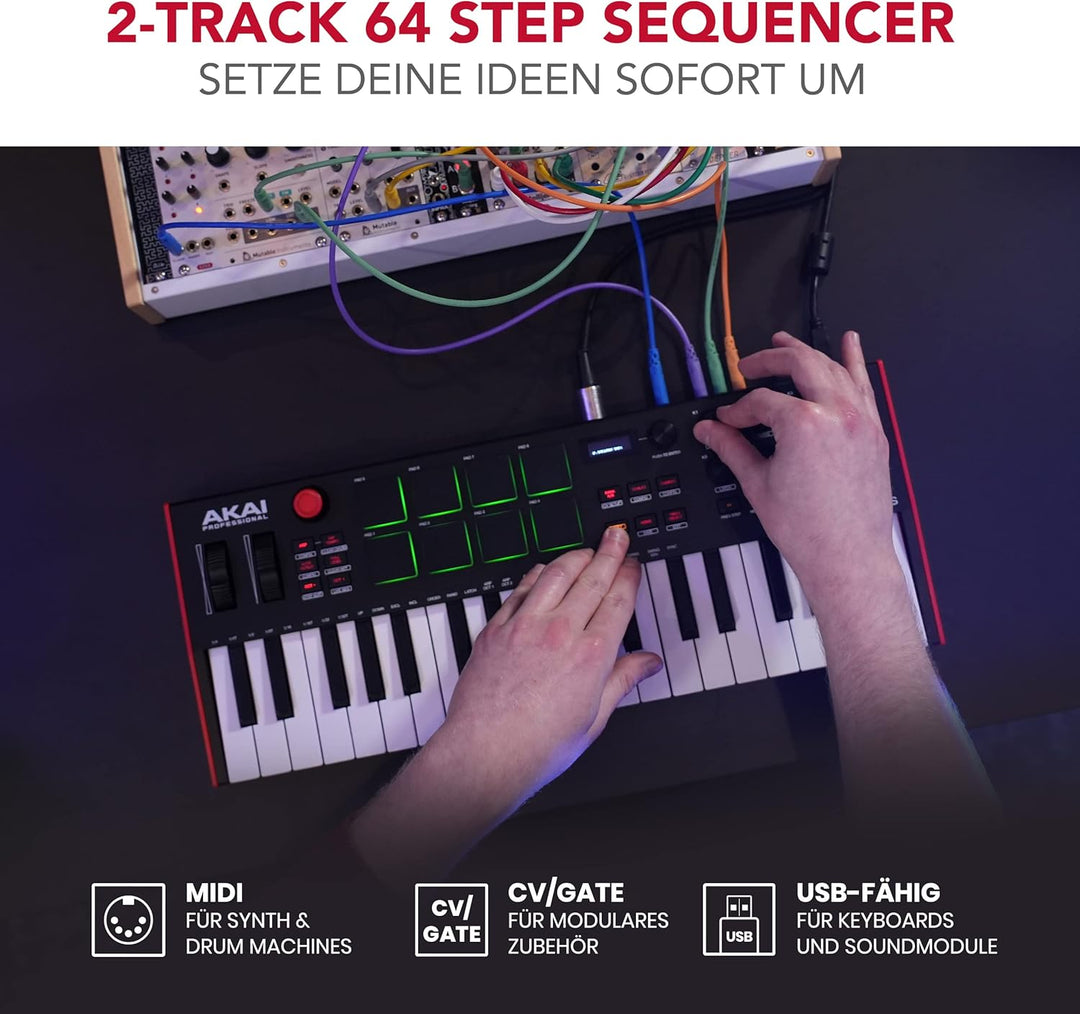 AKAI Professional MPK Mini Plus - 37-Tasten USB MIDI Keyboard Controller mit 8 RGB MPC Pads, Drehreg