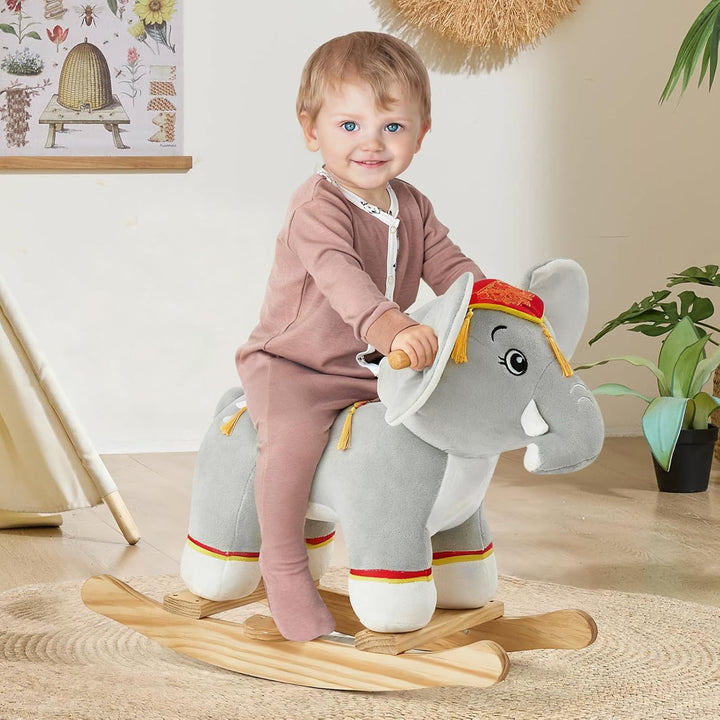FUNLIO Thailändischer Elefant Schaukelpferd für Kleinkinder 1-3 Jahre, Niedliches Graues Elefant-Sch