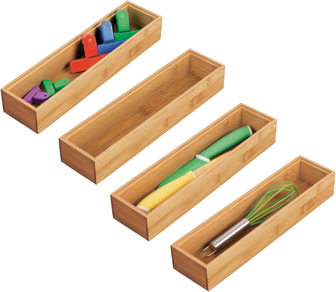 mDesign Aufbewahrungsbox für die Küche – rechteckige Schubladenbox aus Holz – stapelbarer Schubladen