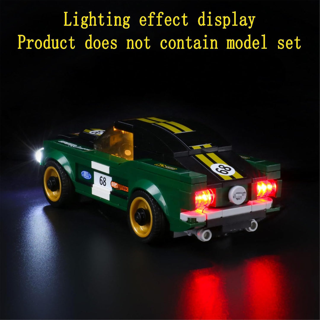 GEAMENT LED Licht-Set Kompatibel mit Lego 1968 Ford Mustang Fastback Speed Champions 75884 Bausteine