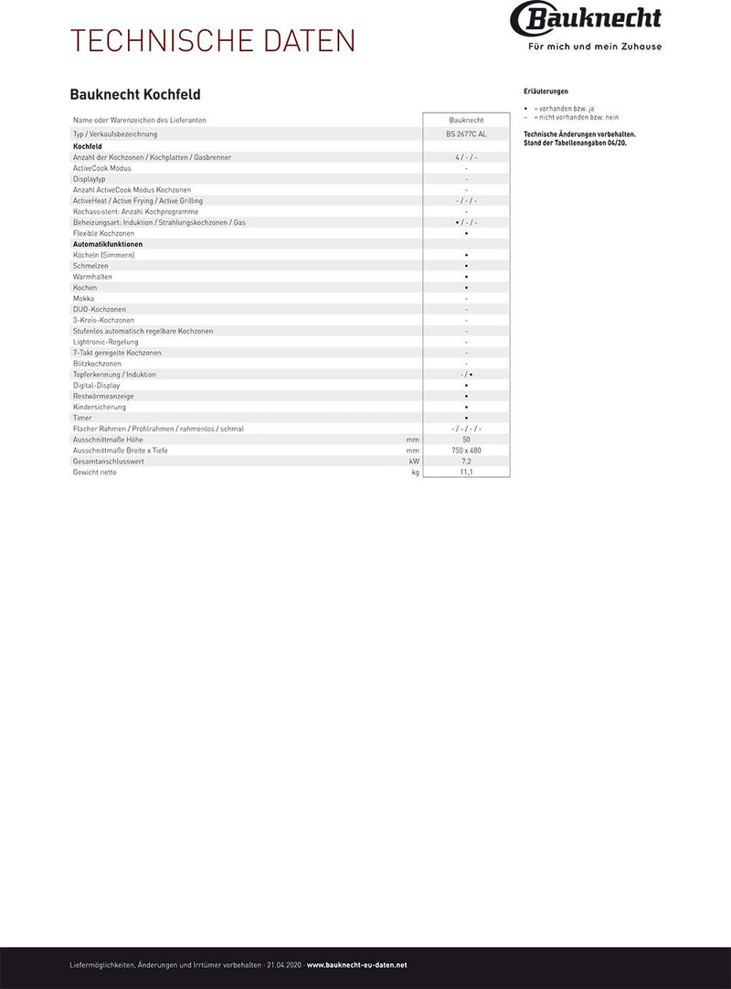Bauknecht Induktions-Kochfeld BS 2677C AL / 77 cm/Flexi Zone/Booster/Automatik Funktionen/Timer/Schm