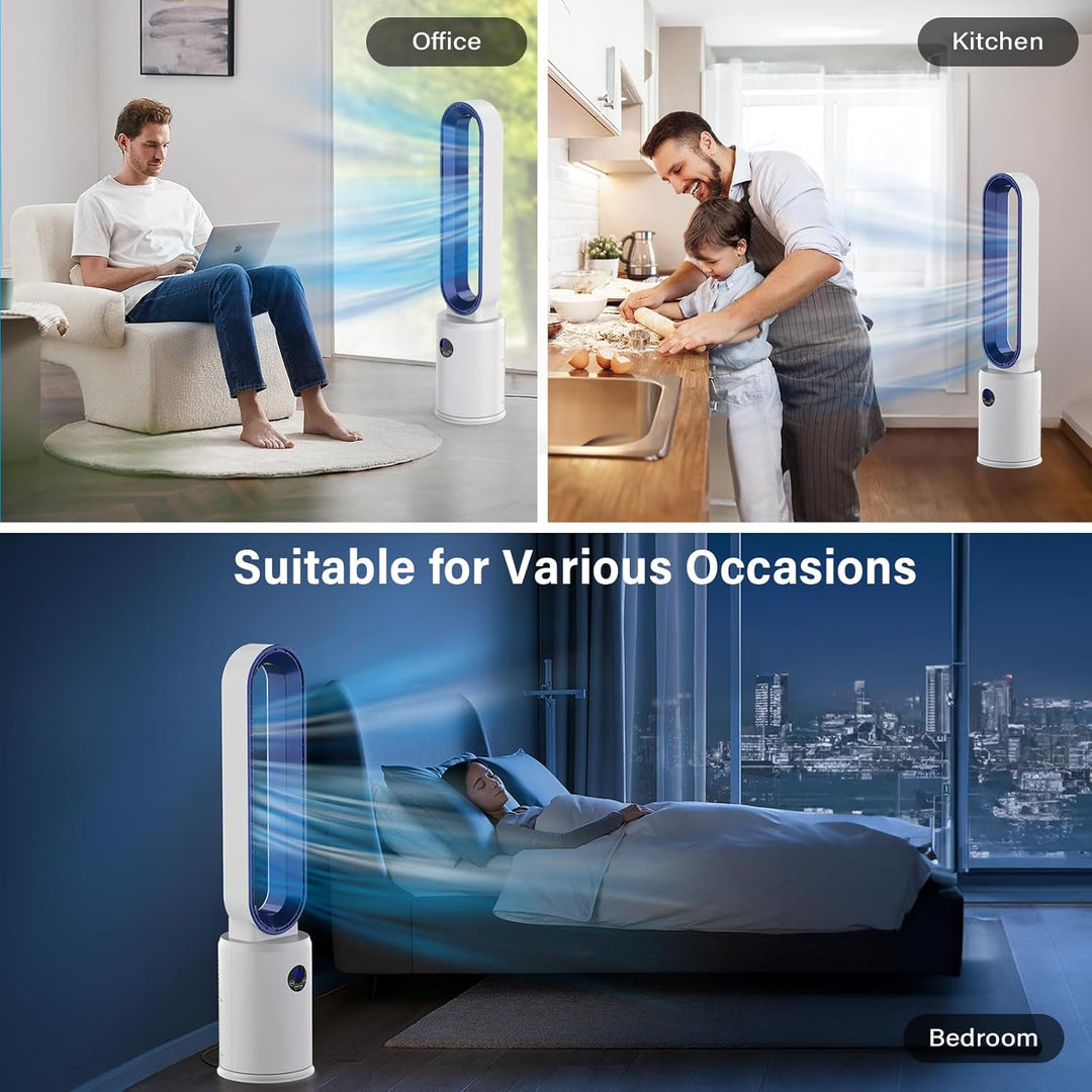 YAZEKY Turmventilator Sehr Leise Rotorloser Ventilator - 3 Geschwindigkeiten 97cm 60° Oszillierender