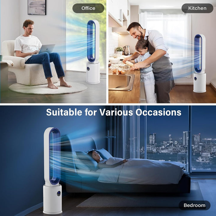 YAZEKY Turmventilator Sehr Leise Rotorloser Ventilator - 3 Geschwindigkeiten 97cm 60° Oszillierender
