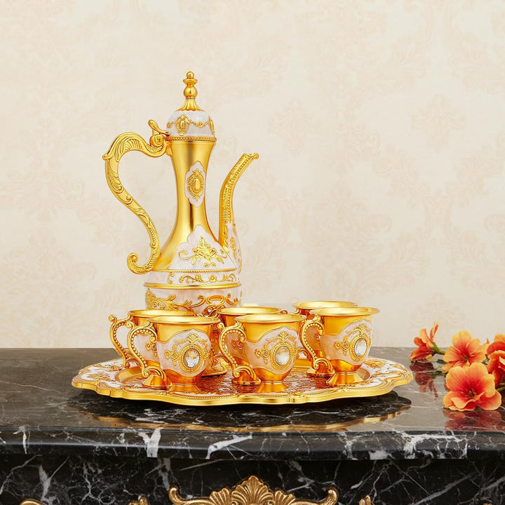 Türkische Kaffeekanne Set 8-teilig Metall Tee