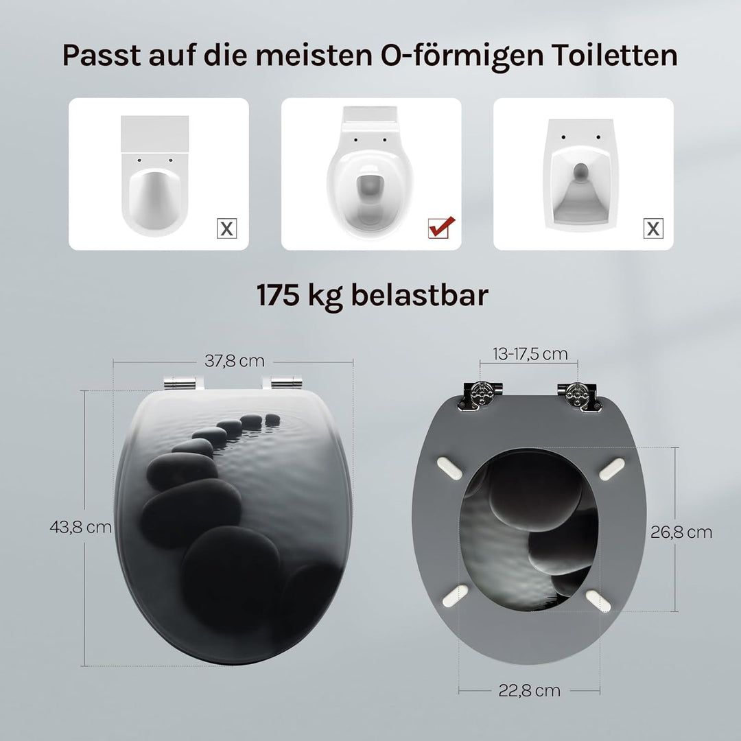 WOLTU #2 Premium WC-Sitz Toilettensitz mit Absenkautomatik, MDF Holzkern, Softclose Scharnier, Antib