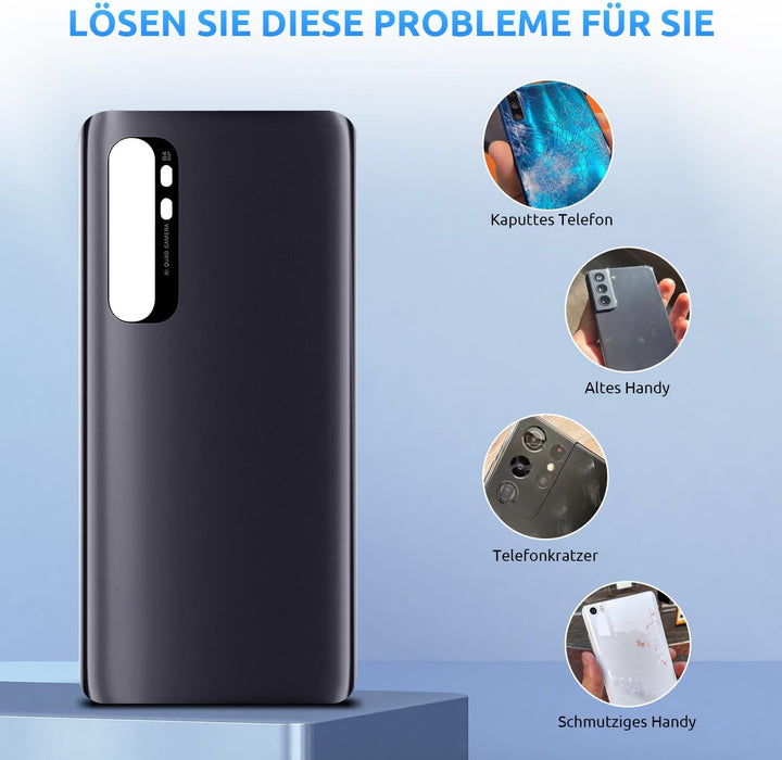 Eonpam Akkudeckel für Xiaomi Mi Note 10 Lite Rückseite Glas Original Backcover Back Glas Ersatz mit