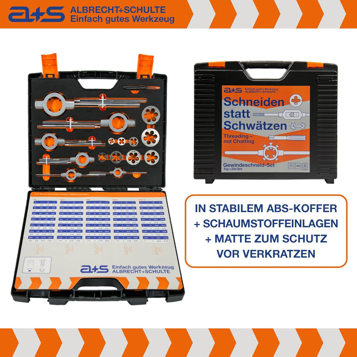 a+s UNC Gewindeschneider Set Zoll | HSS-G, 1/4''–1'', 46-teilig | Gewindebohrer, Schneideisen, Verst