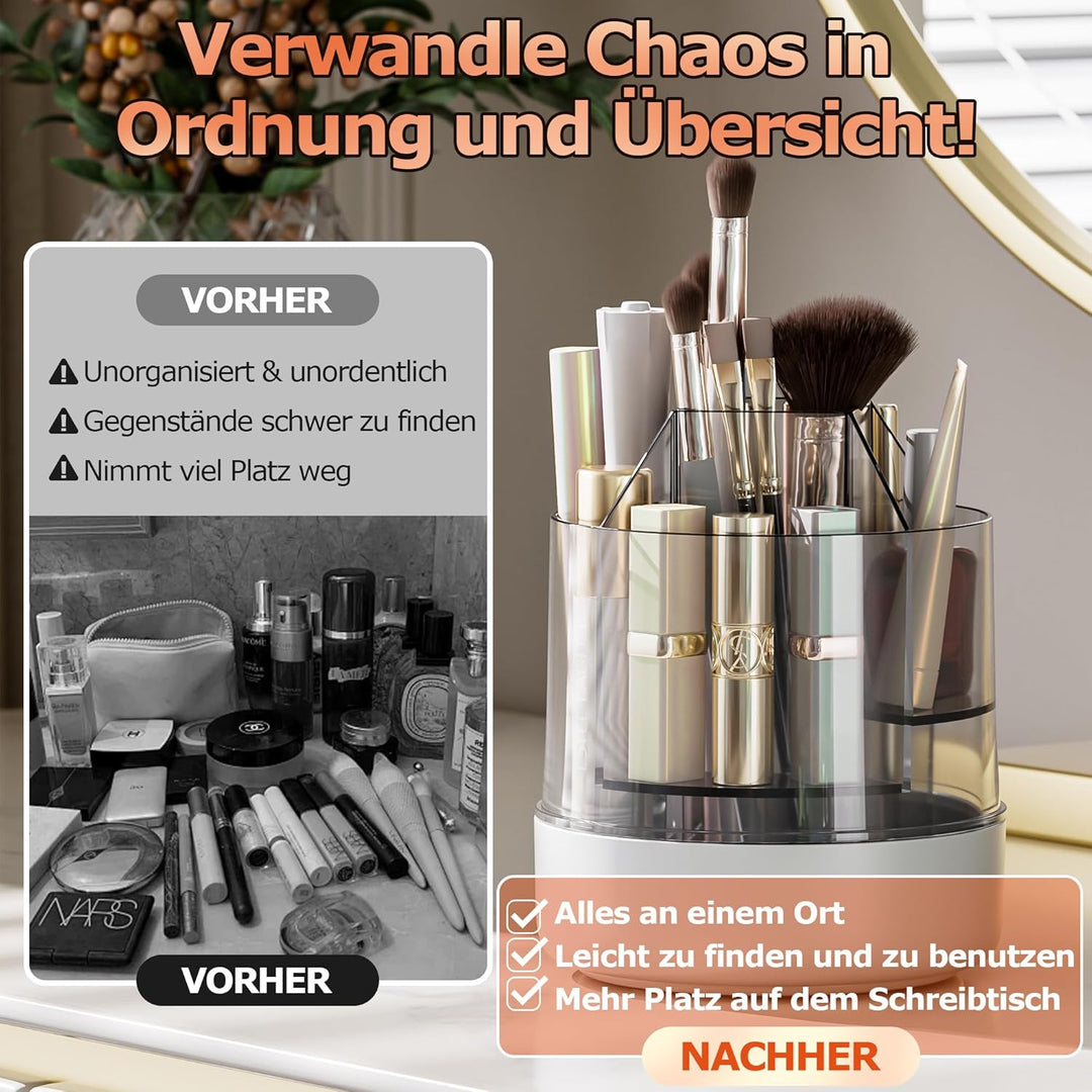 CTIME 360° drehbarer Make-up-Organizer, 5-stufiger Fächerhalter für Make-up-Pinsel, Kosmetikaufbewah