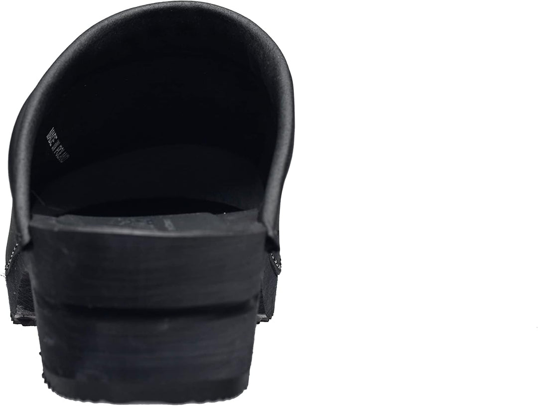 Sanita Christian offener Clog | Original handgemacht | Leder-Holzclogs für Männer 47 EU Schwarz, 47