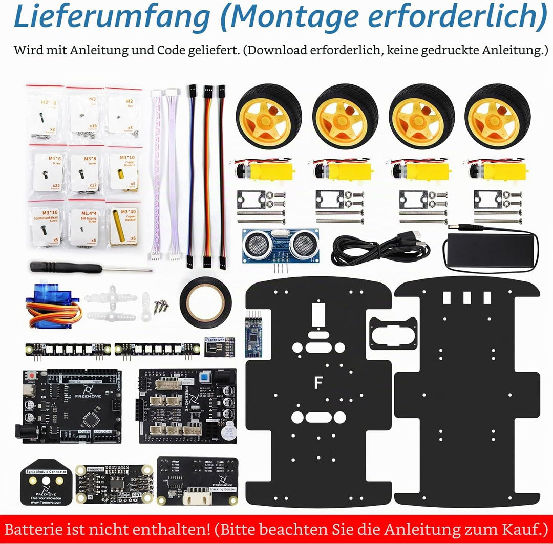 FREENOVE 4WD Car Kit (Compatible with Arduino IDE), Line Tracking, Obstacle Avoidance, Ultrasonic Se
